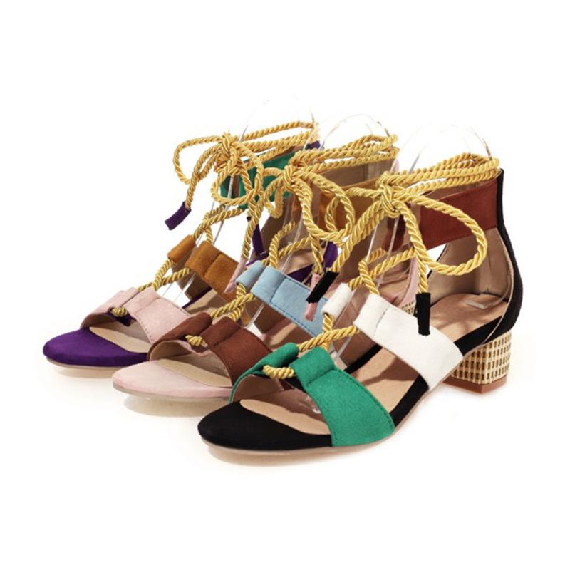 

Новые модные женские сандалии на толстом каблуке с ремешком на высоком каблуке