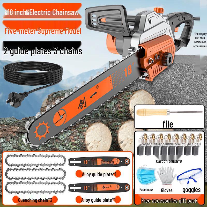 Chuangyi 220V Handheld Electric Chainsaw - Multifunctional Plug-in Felling Saw for Home Use