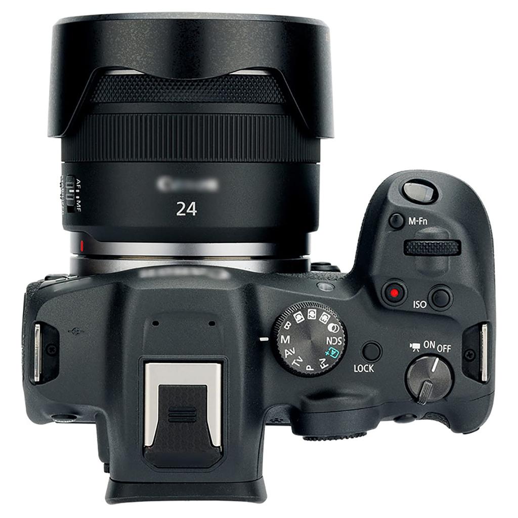 JJC Reversible Lens Flower Compatible with Canon RF 24mm MACRO IS STM Includes Cleaning Cloth EW-65B Hood, Shape, F1.8 Lens,
