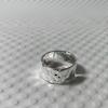 Korean Wide Band Ripple Tin Foil Open Ring for Trendy Index Finger
