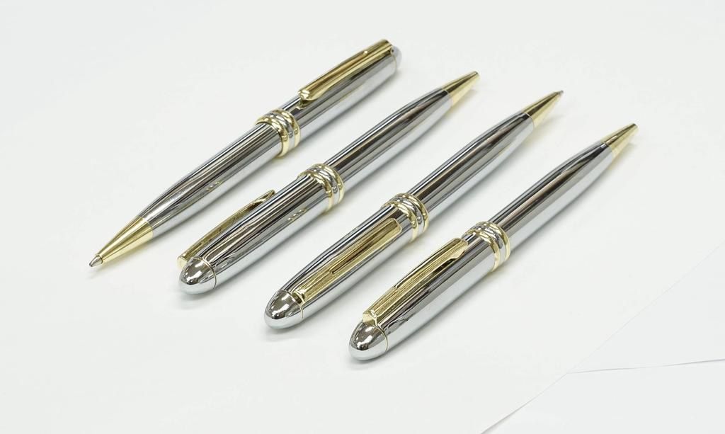 Barrel Brilliant Silver Retractable Ballpoint Pen In Premium Box 3-pack All-brass K7-PD07-3