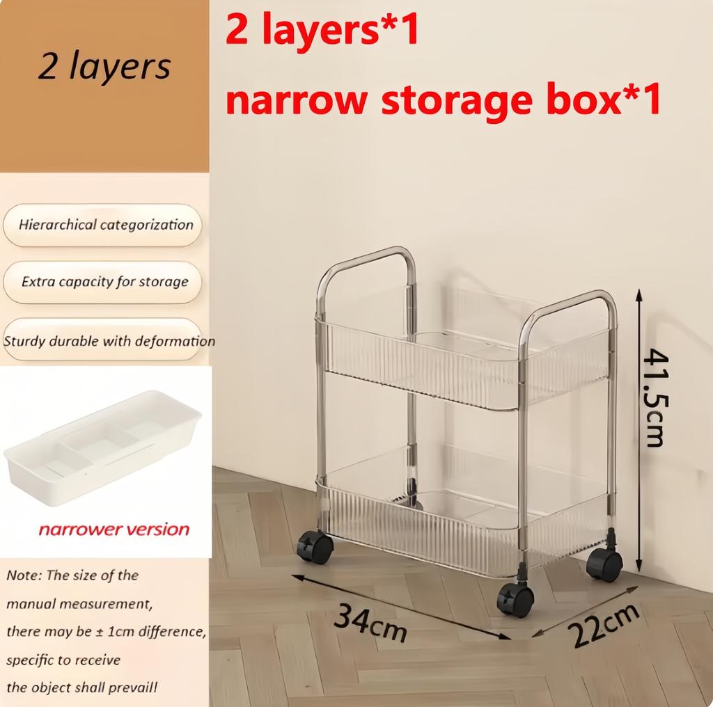 Storage Rolling Cart Clear Transparency Room Organization Multifunction Rolling Utility Cart Free Storage Box Office Living Room