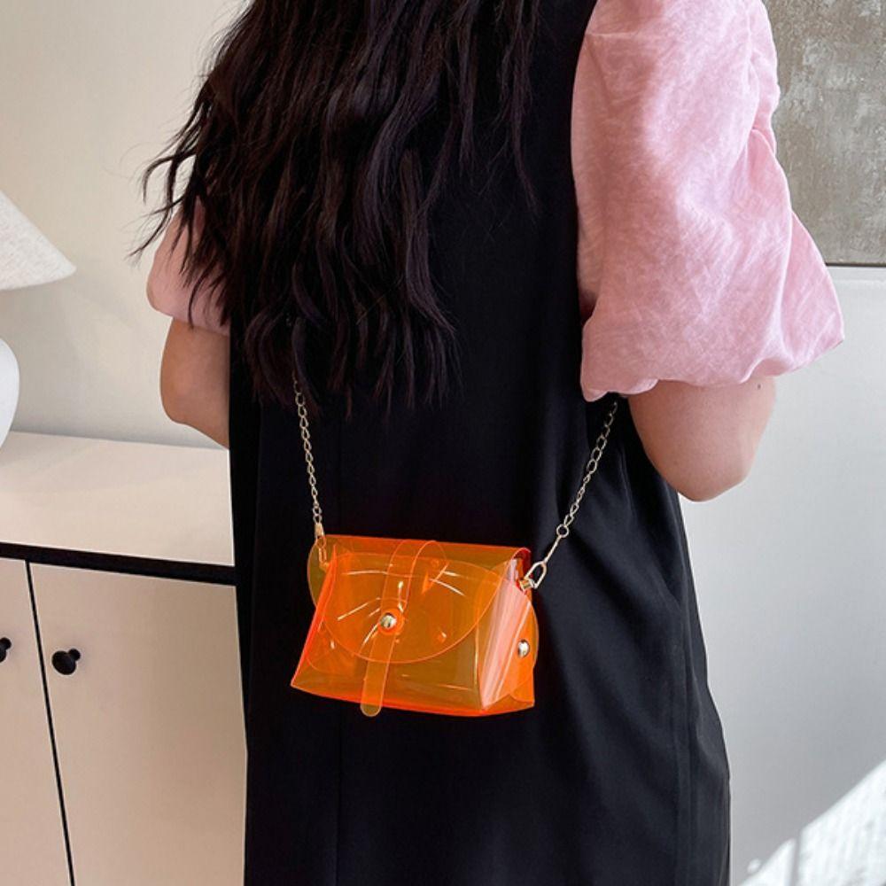 Kawaii Transparent Crossbody Bag Candy Color Mini Lipstick Bag Elegant Jelly Shoulder Bag  Shopping