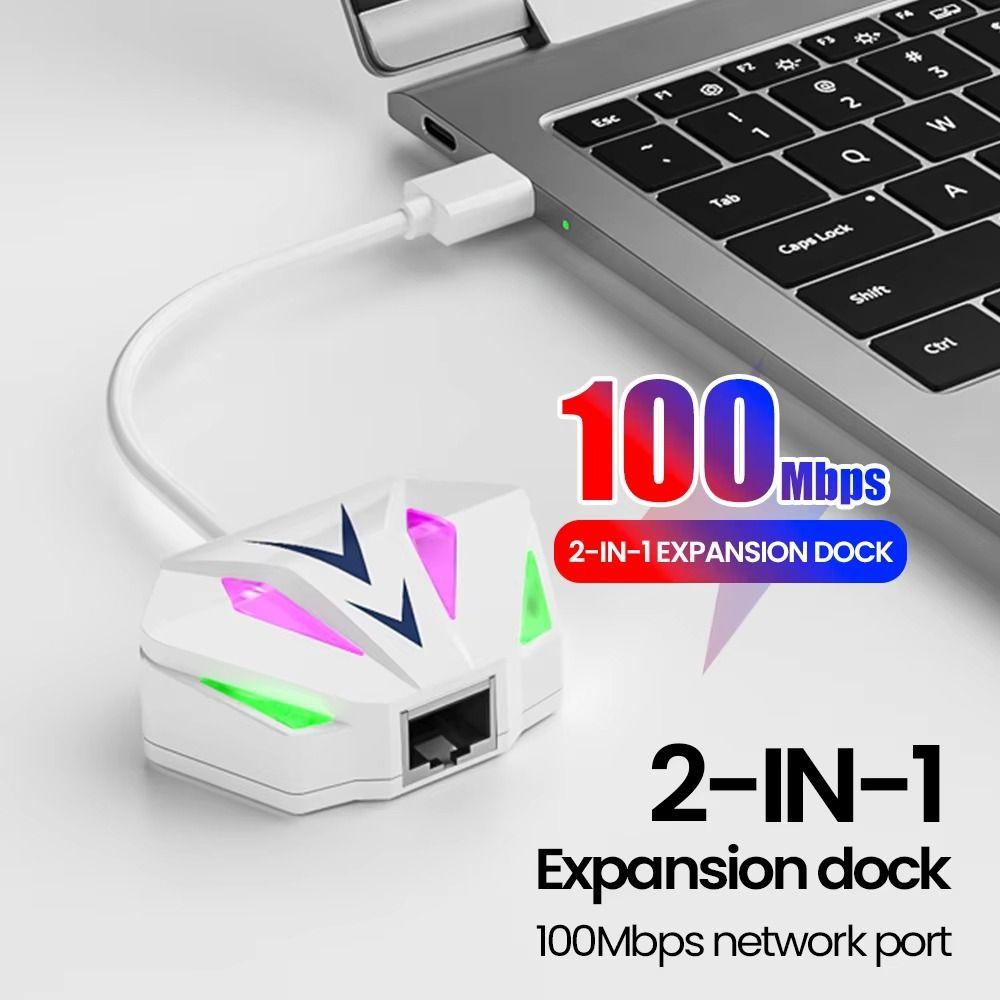 2-in-1 USB To RJ45 Network Card USB/Type-c USB To Network Port For PC Laptop