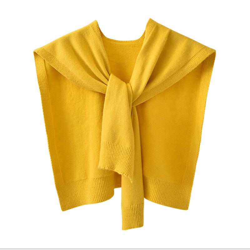 

Вязаная шерстяная накидка на плечи в корейском стиле с воротником-шалью для женщин 102 cm жёлтый