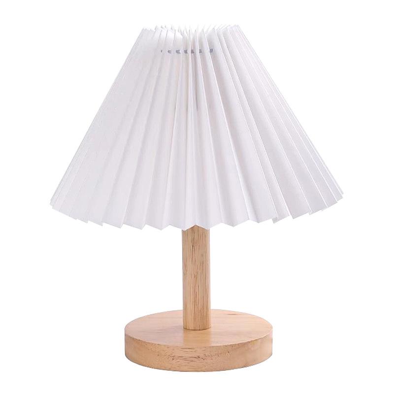 Nordic-Style Pleated Bedside Lamp: Japanese-Inspired Night Light for Dorms and Eye Protection