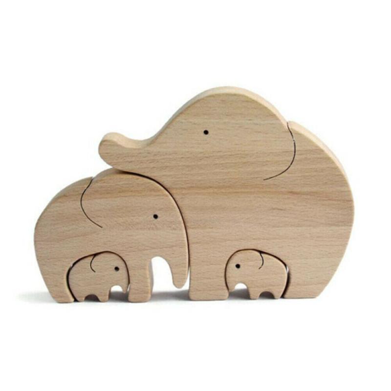 Mother's Gift Elephant Mother And Child Family Wooden Ornaments Home Decoration Ornaments