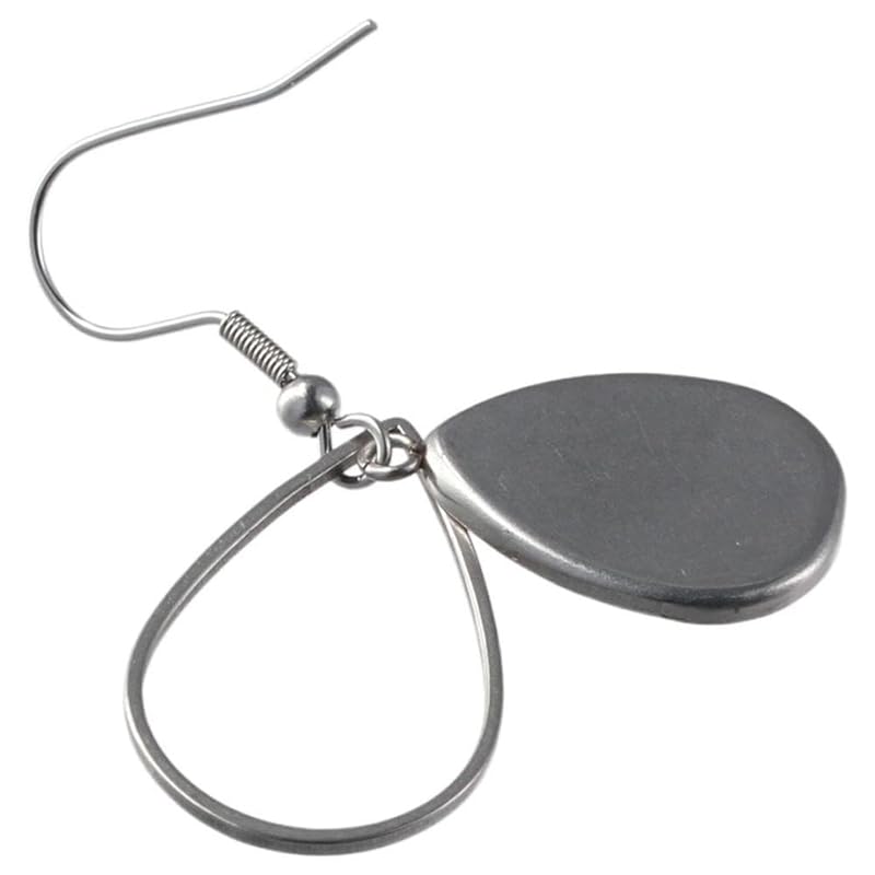 20 Pieces Teardrop Cabochon Earring Setting Tray Stainless Steel Earring Blanks Oval Cabochon Blank For DIY Jewelry Bezel Finding