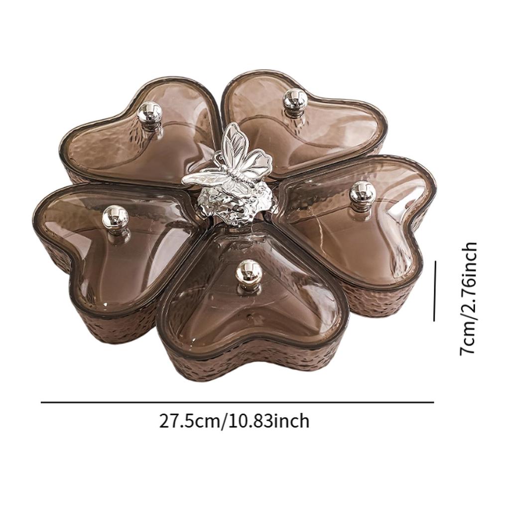 Divided Serving Tray Fruit Plate Organizer Nut Candy Veggie Tray Rotating Snack Platter for Candy Nuts Sweets Fruit Tea Party