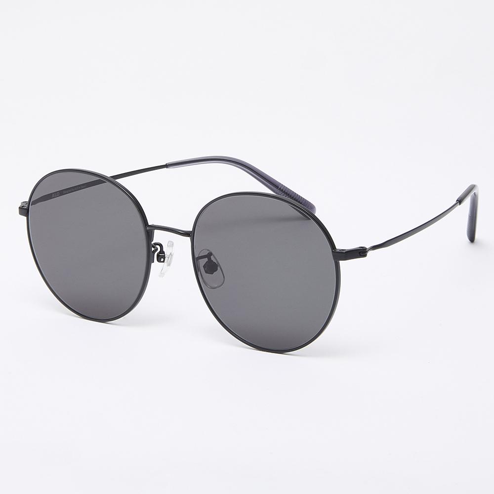 Alloaiweeo [Air Titanium] Al2502 0909M Air Titanium Round Black Sunglasses