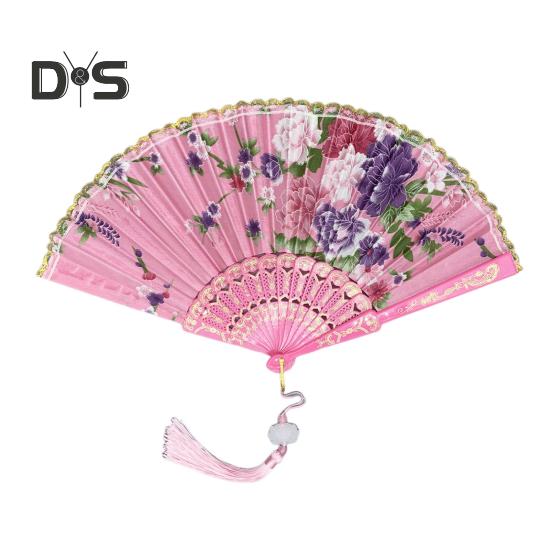 

Складной веер в китайском стиле с кисточками, переносной летний вентилятор для охлаждения, украшение для танцевальных представлений, реквизит для костюмов для вечеринок розовый