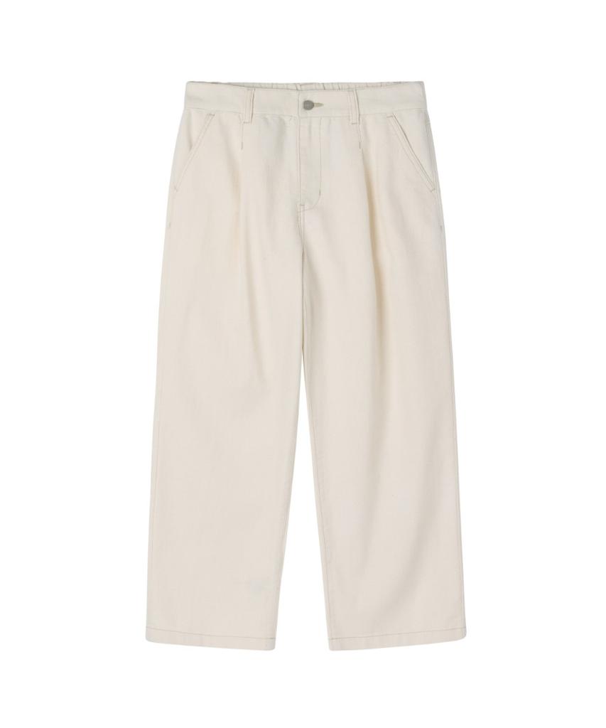 Brompton London Half Banding One Tuck Denim Trousers - Ivory (P262Udp481)