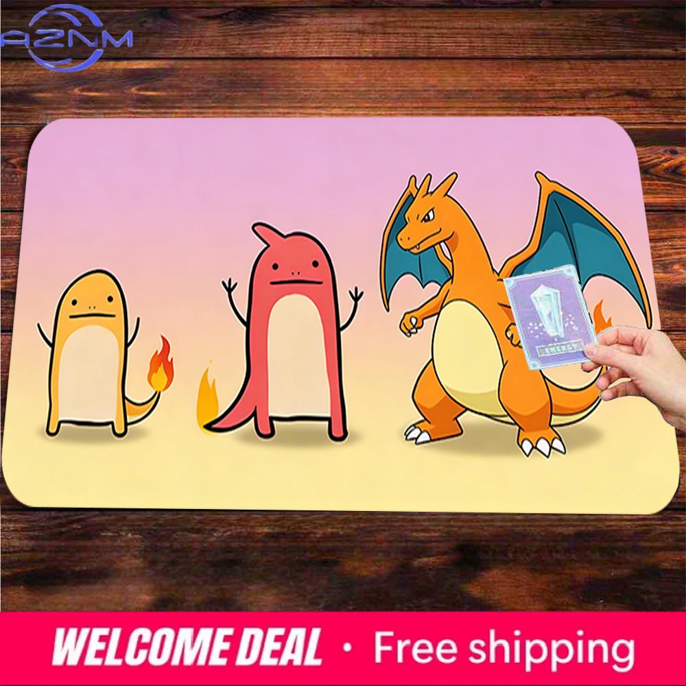 Charmander Evolution Meme TCG Playmat with NonSlip Rubber Base 30x80x0.2cm