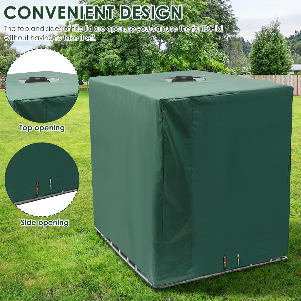 IBC Tote Cover Waterproof 1000 Liter Rainwater Container Rain Dustproof Water Tank Cover Oxford Cloth Outdoors UV Protection