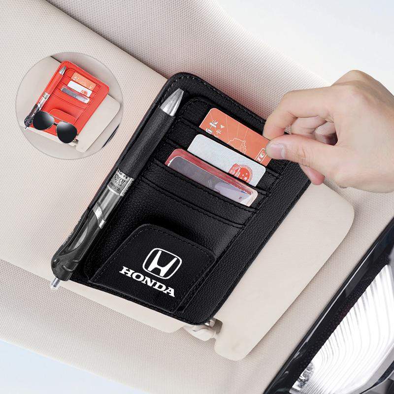 Car Visor Storage Bag ID Card Glasses Organized Clip For Honda Civic Accord Fit Jazz Pilot CRV Odyssey Passport City Shuttle HRV