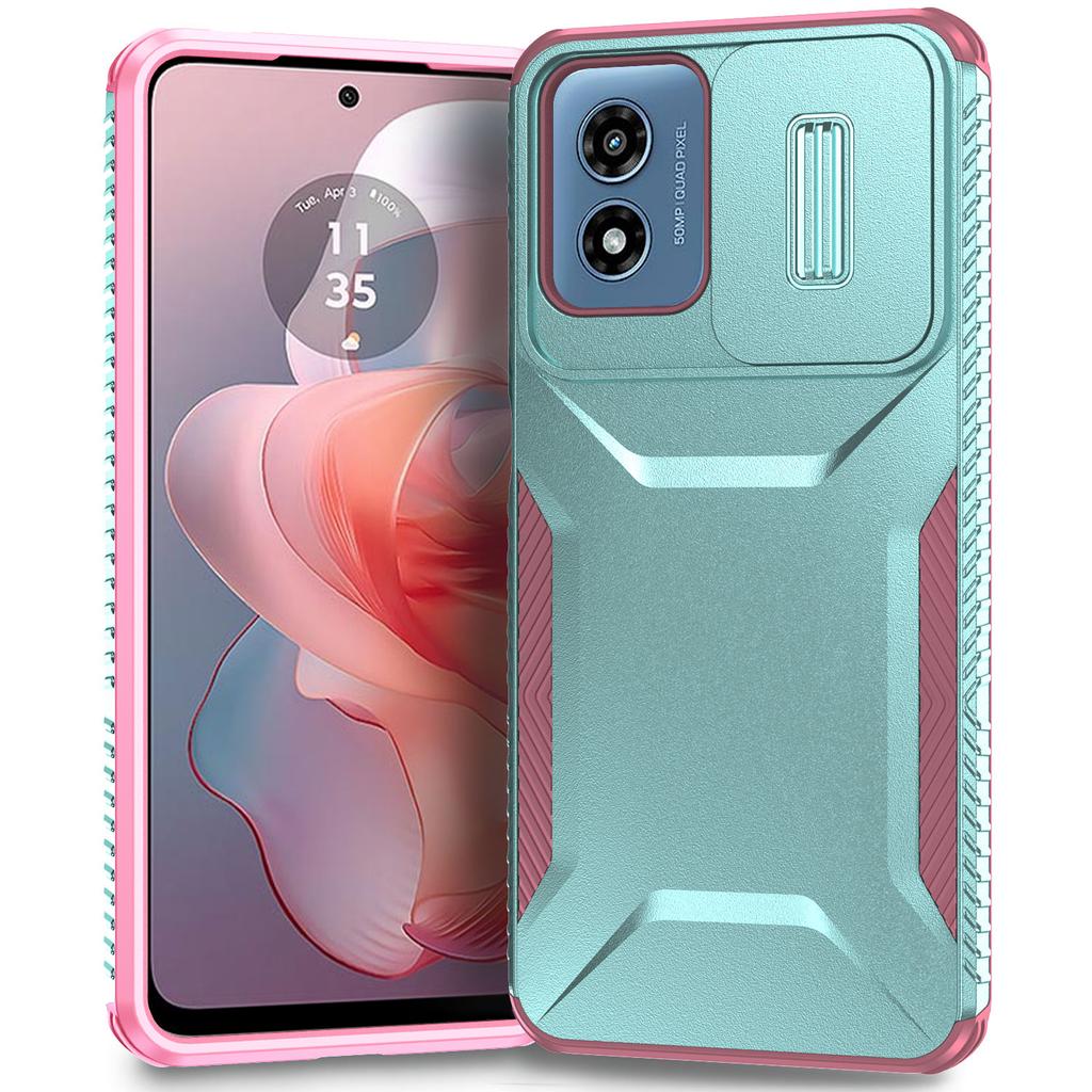 For Motorola Moto G Play (2024) 4G/G22 Case Slide Lens Protection TPU+PC Shockproof Phone Cover