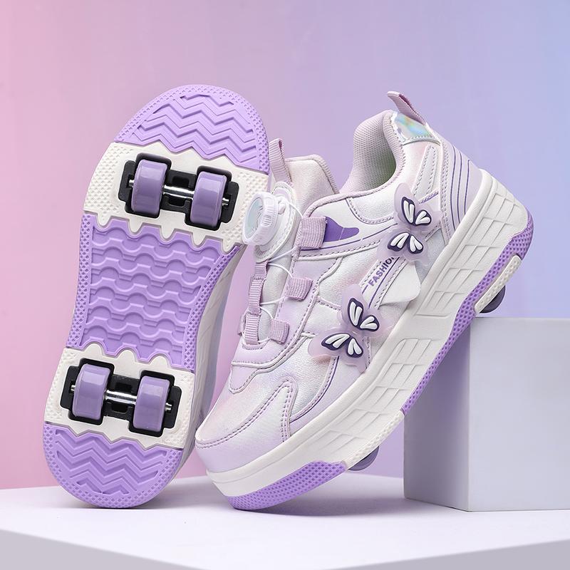 

Girls s Rotating Button Four Wheel Skate Roller Shoes Roller Skating Removable Kids Shoes with Wheels 40