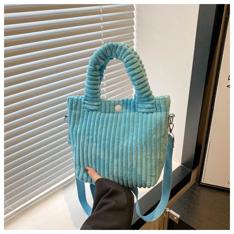 2024 Winter Corduroy Plush Crossbody Bucket Bag - Cute Furry Handbag