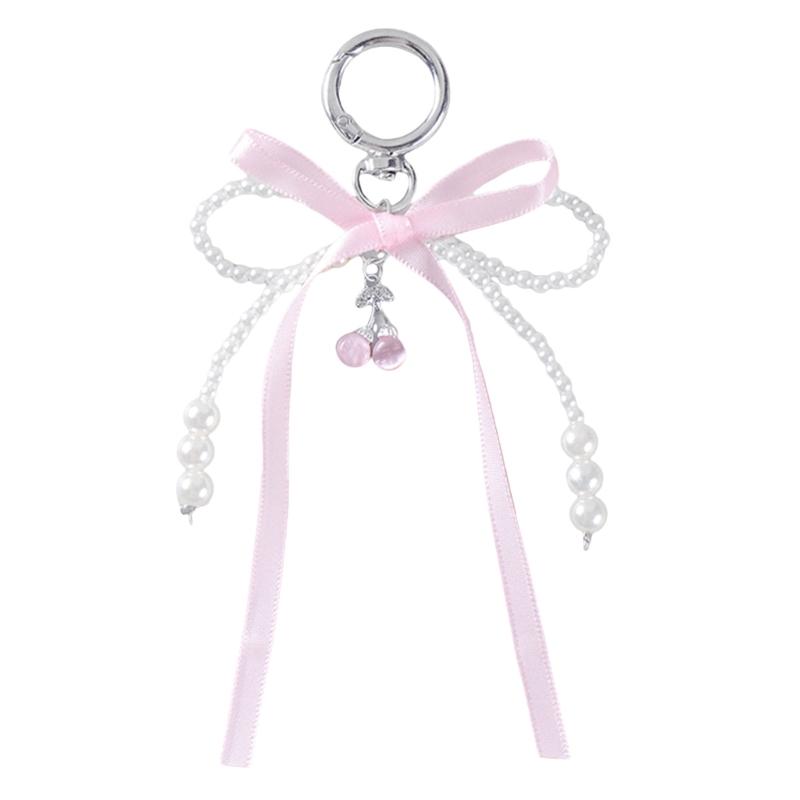 

Cherry Rhinestones Heart Keychain Lustrous Cherry Heart Key Ornament Captivating Keyrings Jewelry for Women Girls 1 рожевий