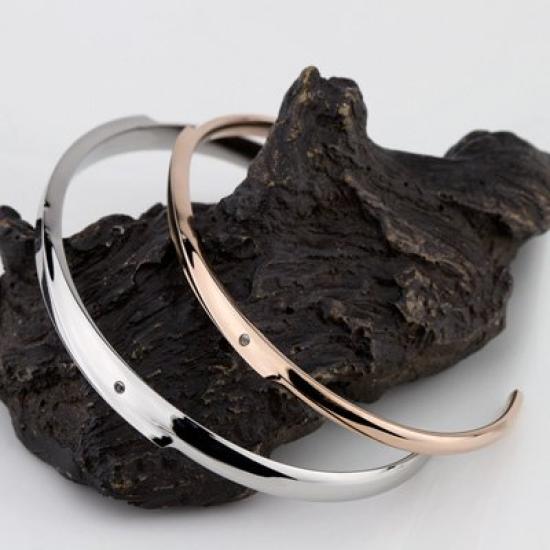 Zanypolo Tarzini Diamond Stainless Steel Pair Bangle