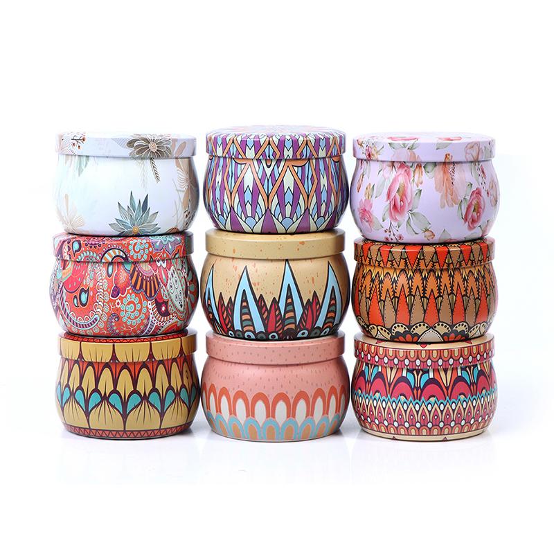 1Box Classic Scented Candles With Candles Jar Vintage Tinplate Box Dried Flowers Fragrance Candle Home Decoration Wedding Gift