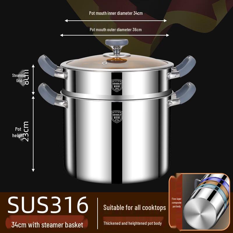 

Handton 316 Stainless Steel Soup & Stew Pot