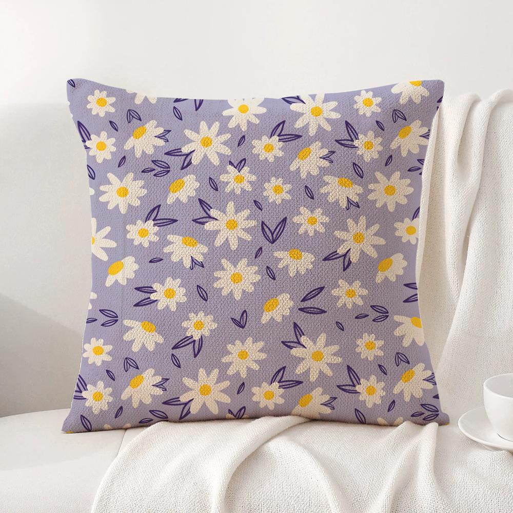 FFloral Pattern Cushion Cover Natural Linen Organic Fabric DoubleSided Printing Sofa Home Decor Breathable Bed Pillow