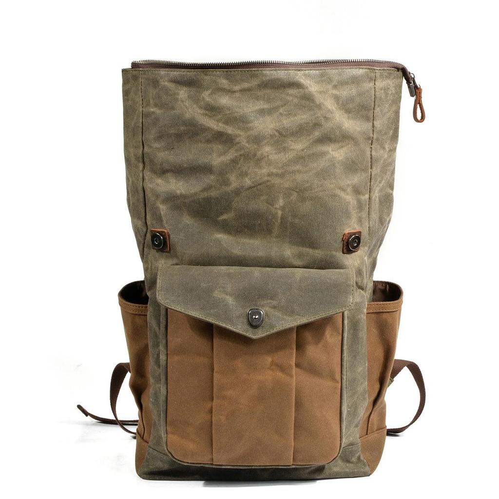 Unisex Retro Backpack: Oil Wax Canvas for Travel, Outdoor Sports, Mountaineering, and Laptop Use