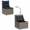 9 Piece Garden Sofa Set with Cushions In Grey and Navy Blue Poly Rattan
