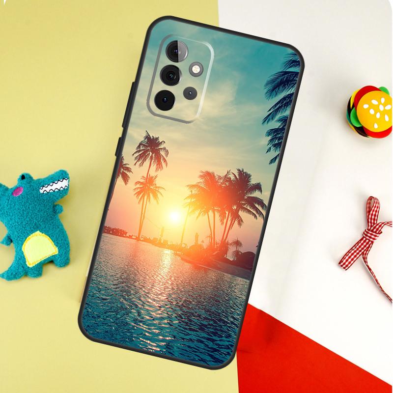 Summer Beach Sunset Palm Tree For Samsung Galaxy A22 A32 A52 A54 A34 A14 A55 A35 A15 A53 A33 A13 A05 A06 A16 Phone Case