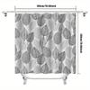1 Piece Grey Leaf Pattern Shower Curtain With Hooks, Polyester Fabric Bathroom Divider, Modern Home Room Decor Accessory