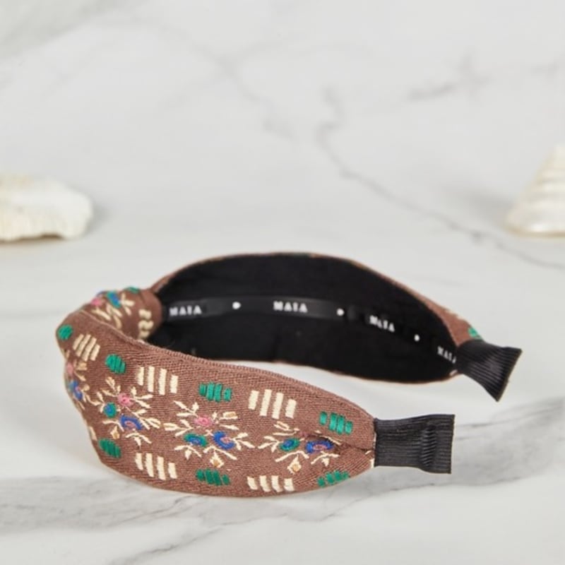 MAIA Garden Jacquard Hairband - Knot Brown
