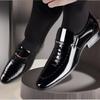 Men's Plus Size Crocodile Pattern Patent Leather Business Slip-On Shoes, Pointed Toe, Shiny Finish