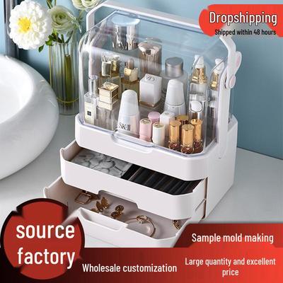 Organisateur de Maquillage de Bureau Anti-Poussière: Boîte de Rangement Cosmétique, Rouge à Lèvres, Masque & Soin de la Peau