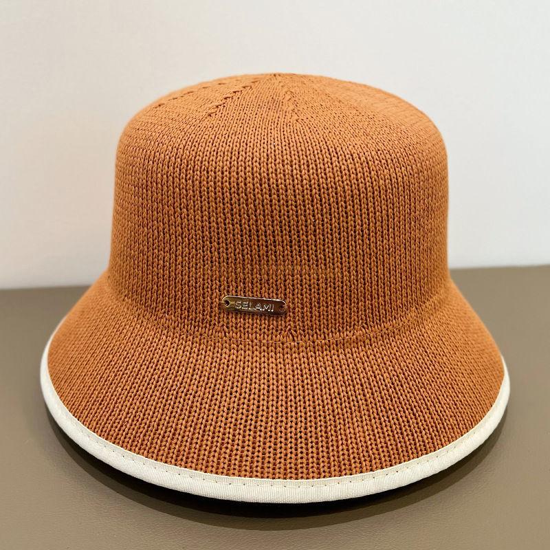 Neuer Bucket Hat für Damen im Sommer mit hohlem, kontrastfarbenem Rand