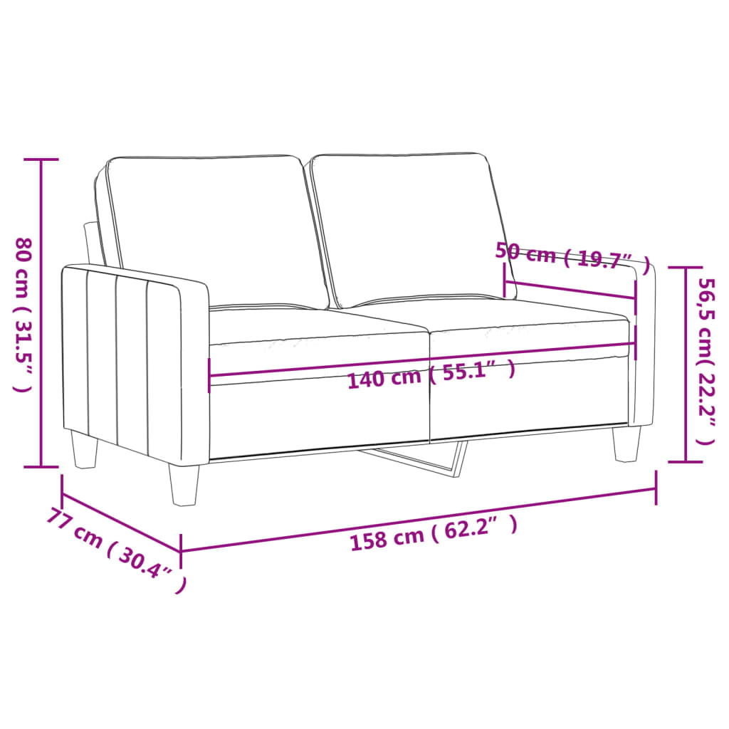 Vidaxl 2-Osobowa Sofa, Szary, 140 Cm, Sztuczna Skóra
