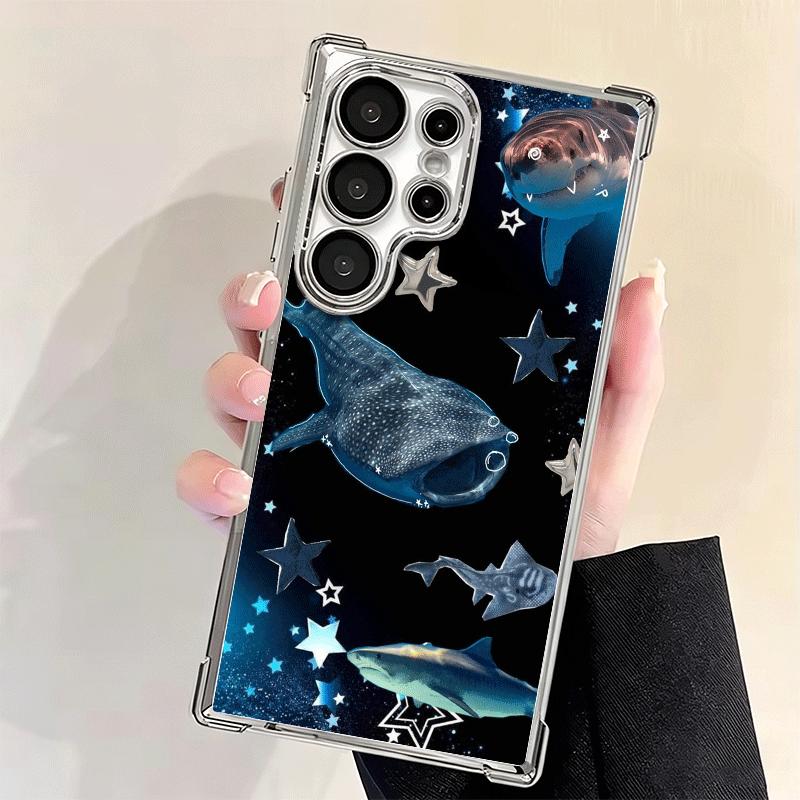 Ocean Whale Shark Soft Phone Case For Samsung Galaxy S26 Ultra S25 Edge S24 FE S23 Plus S22 S21 + S20 Plating Anti-Fall Fundas