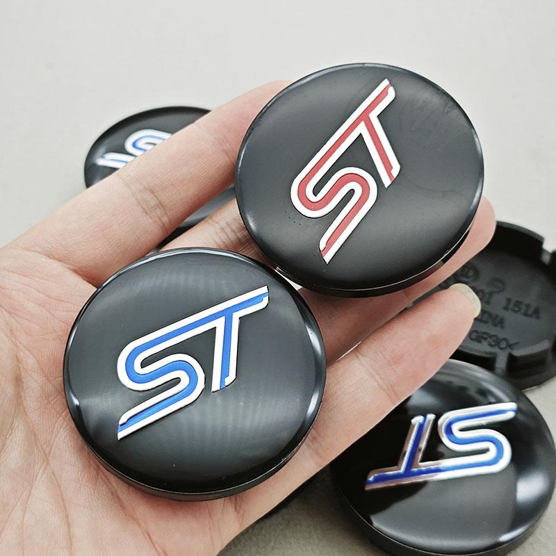 AJJ1 4Pcs 56mm ST Logo Car Wheel Center HubCaps Rims Cover Badge Emblem For Ford ST Focus Mustang Fusion Taurus Mondeo Accessories
