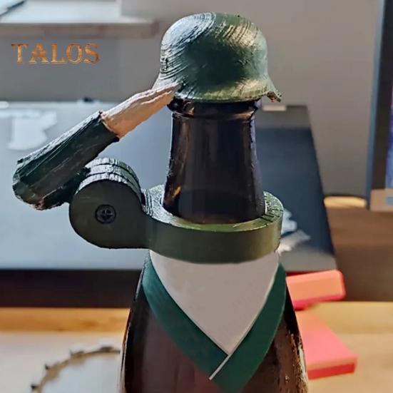 Bierflaschen-Helm mit Soldatengruß, wiederverwendbare Flaschenhülle, staubdicht, auslaufsicherer Verschlussschutz, originelles Geschenk für Veteranen-Sammler