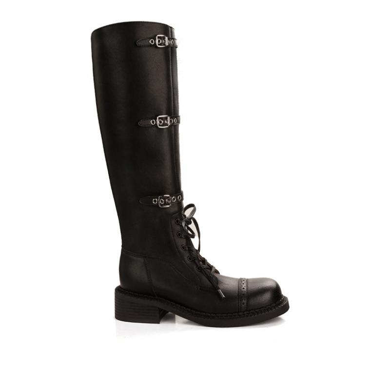 Studiolee Locomotive Fashionable Fine Belt Buckle Retro Thick Heel Medium-high Knight Boots Women's Autumn and Winter Models