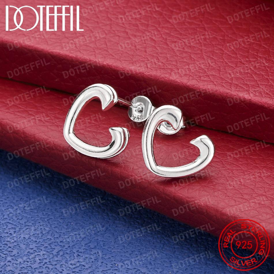 Xiaomi 925 Sterling Silver Simple Heart Stud Earrings for Women Party Wedding Accessories Elegant Jewelry