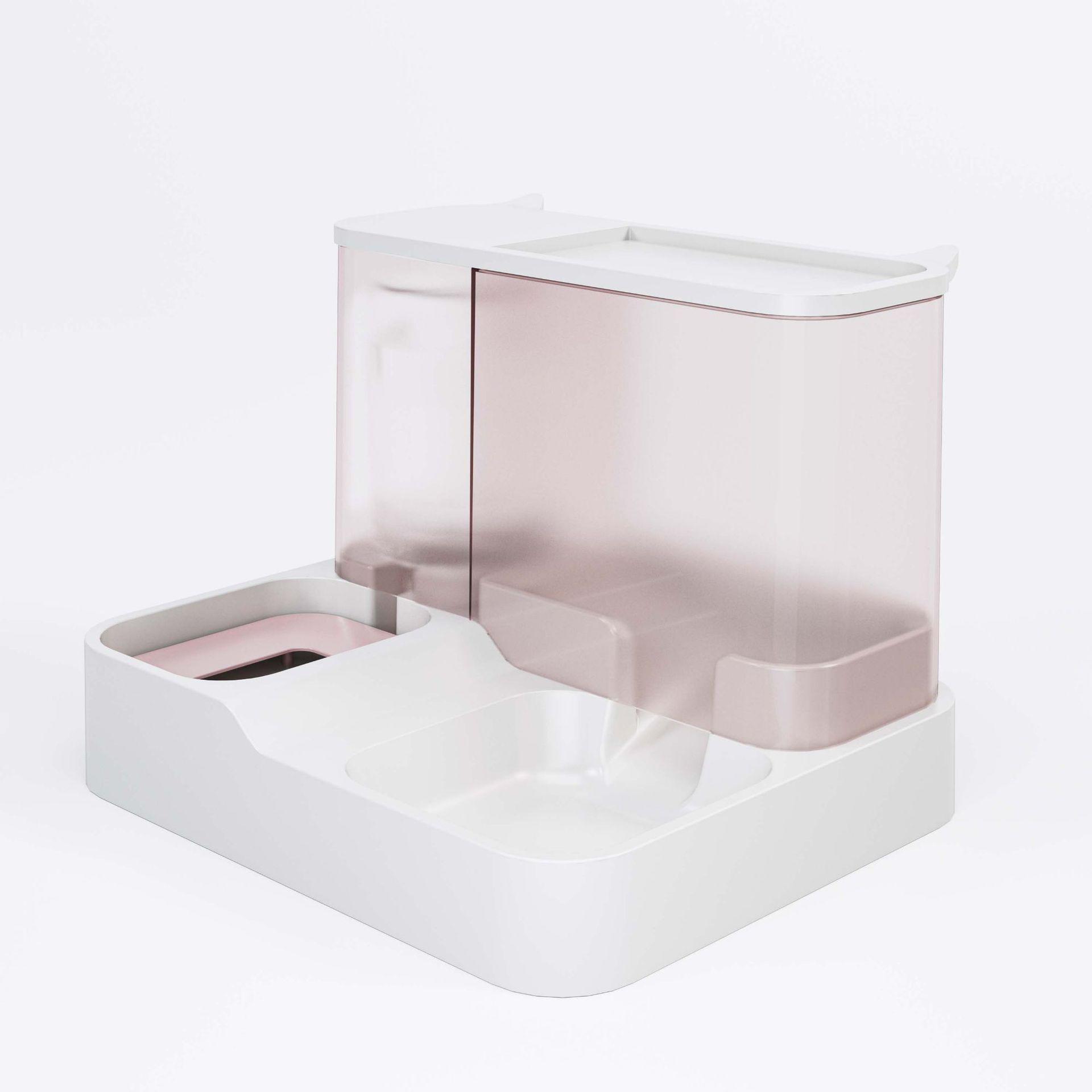 Dual Cat and Dog Bowl with Automatic Water Dispenser - Large Capacity, Non-Clogging, and Anti-Tip Design.