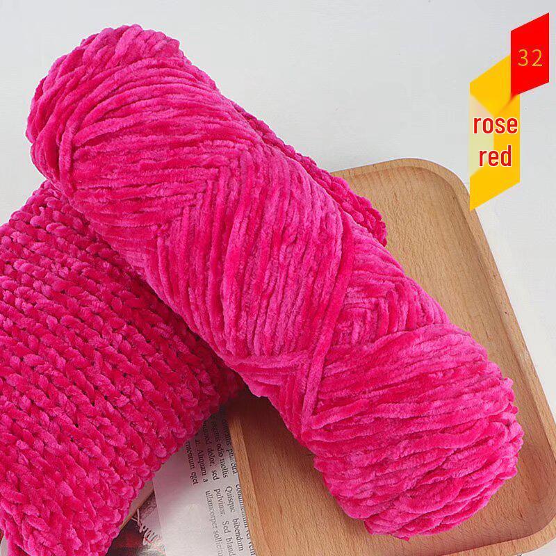 Chenille Golden Silk Velvet Yarn Ball - Medium Thick Glossy Yarn for Hand Knitting and Crochet Slippers.