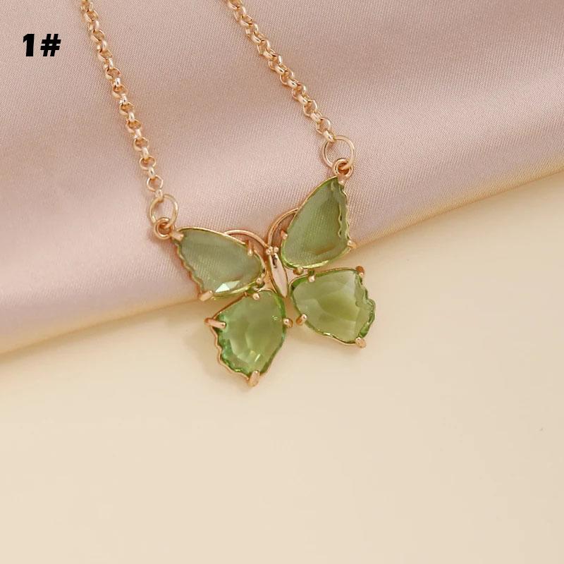 Butterfly Jewelry Multi-Colored Zircon Butterfly Necklace for Women Fashionable Clavicle Chain Pendant Necklace for Women