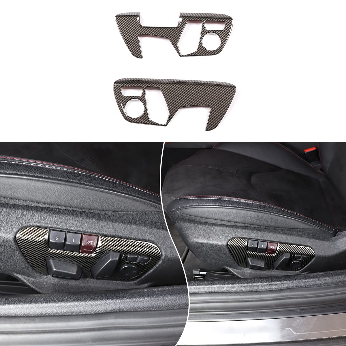 Fit for Toyota Supra GR A90 A91 MK5 2018-2022 Seat Adjustment Button Panel Cover Trim, Car Seat Adjustment Switch Panel decor Frame, 2PCS, Carbon