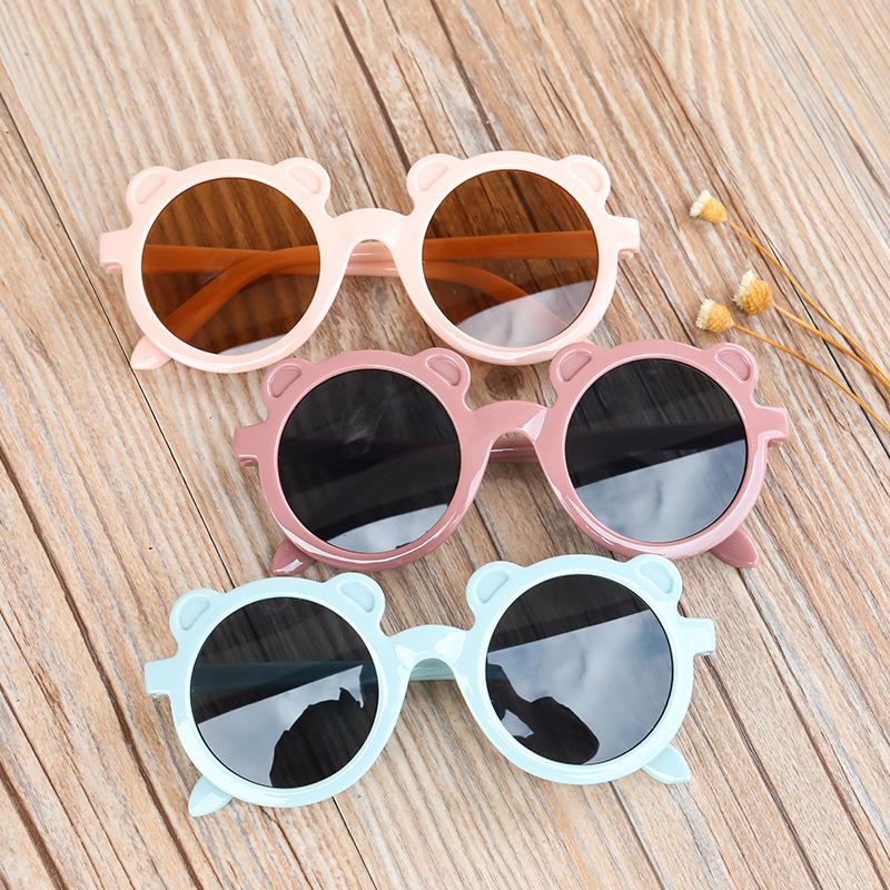 

Kids Unique Cute Bear Sun Glasses Retro Vintage Children Baby Summer Outing Sun Glasses Trendy Round Party Eyewear for Boy Girl
