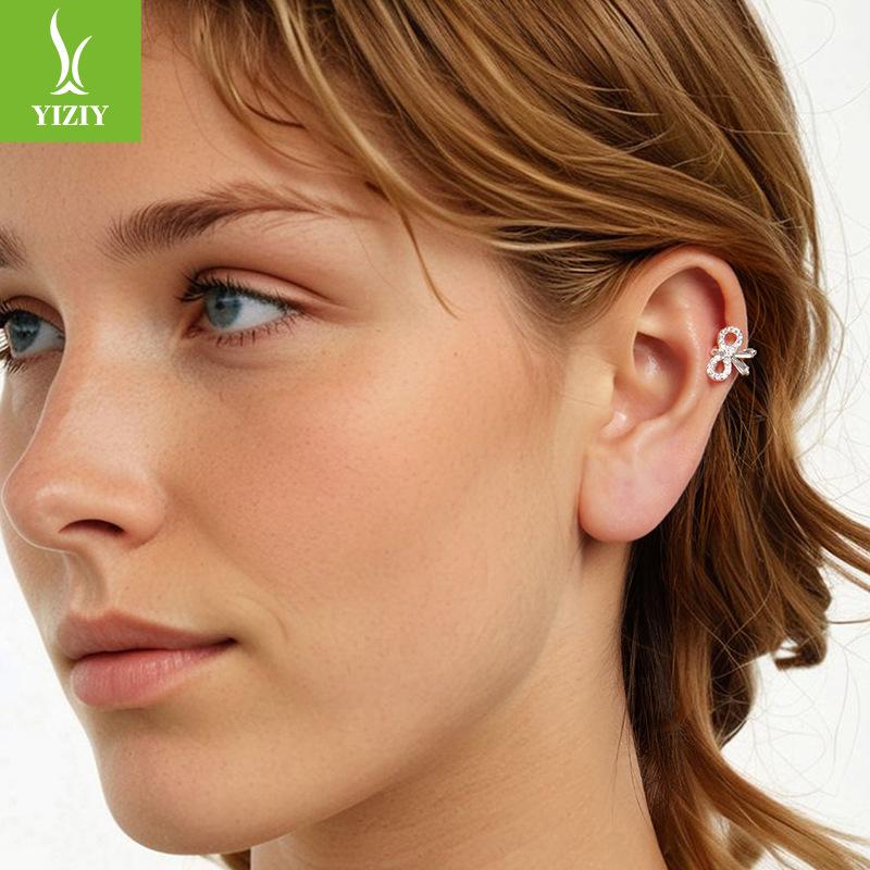 Single Bow Earclip, Special Fashion Personalized Daily Ol Versatile S925 Sterling Silver Earrings Jewelry