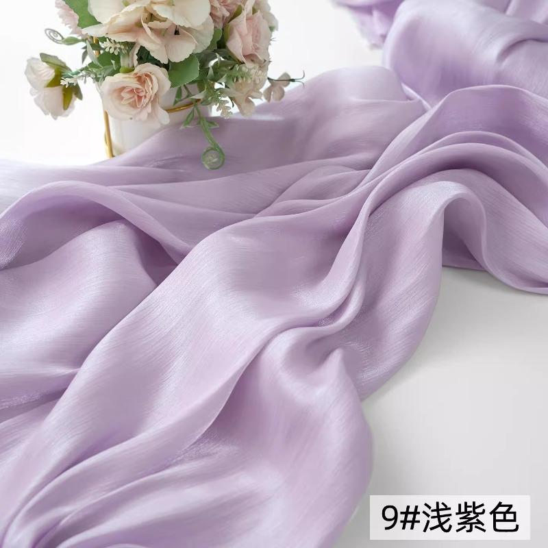 

Summer Thin Light Shiny Crinkle Chiffon Soft Skin-Friendly Pleated Fabric for Hanfu Tops Dresses Wide-Leg Pants Organza Material 300x150cm