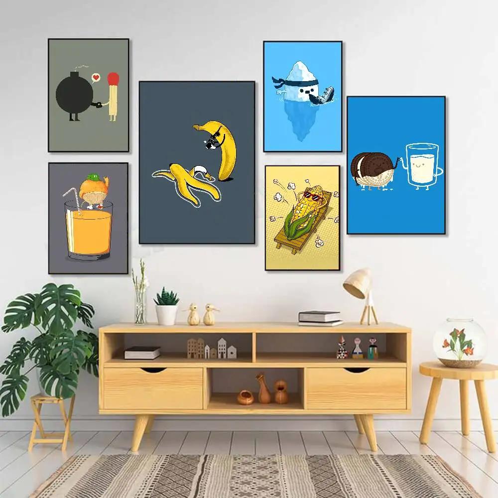 Funny Food Fancy Art Poster Home Living Bed Room Bar Hallway Sticky Wall Art Printing Waterproof Aesthetic Decor