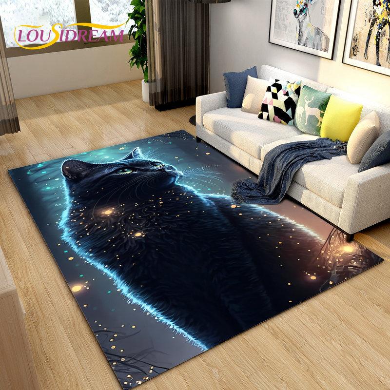 3D Cartoon Cute Cat Area Rug,Carpet Rug for Home Living Room Children's Bedroom Sofa Doormat Decor,Kitchen Non-slip Floor Mat